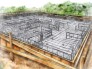 ■ベタ基礎は、コンクリートで建物の下一面を支える工法。基礎鉄筋お張り強度を強めたベタ基礎の耐圧盤を1階の床下前面を施工し、広い耐圧盤で建物の荷重を地盤に伝えます。